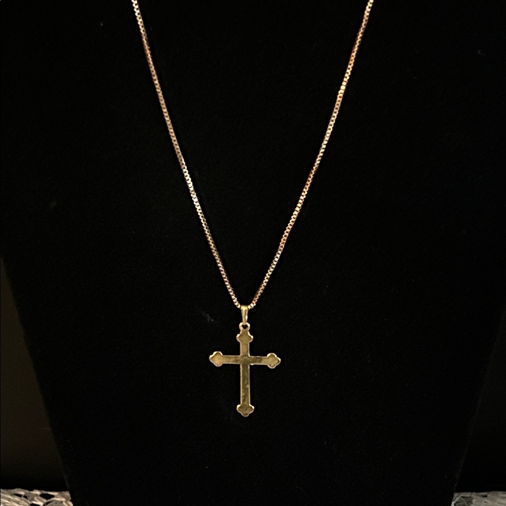 Gold Tone Cross Pendant Necklace